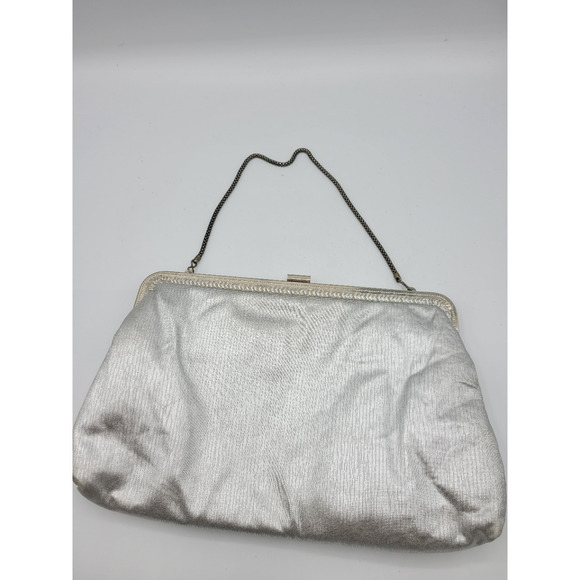 Vintage 1960's Handbag Clutch Silver Chain Strap Coin Purse - Picture 8 of 9
